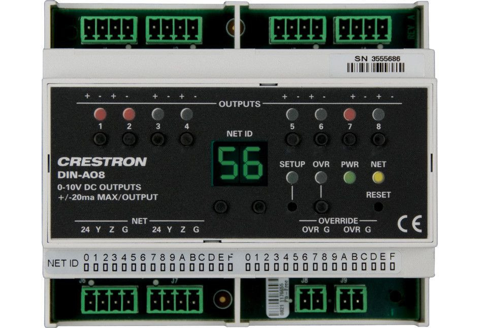 Model No: DIN-A08 DIN Rail Analog Output Module